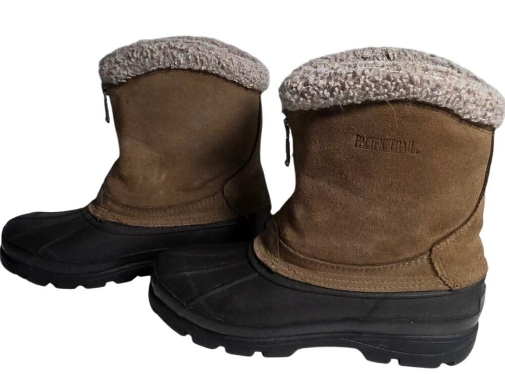Women's 9 Pacific Trail Aberdeen Brown Black Winter Boots Snow Ice Utility Warm